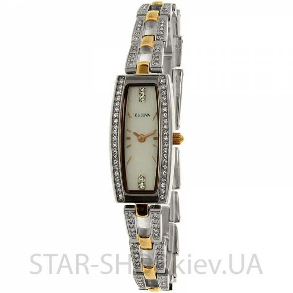 Bulova 98X110 Womens White Dial Analog Quartz Watch with Stainless Steel Strap