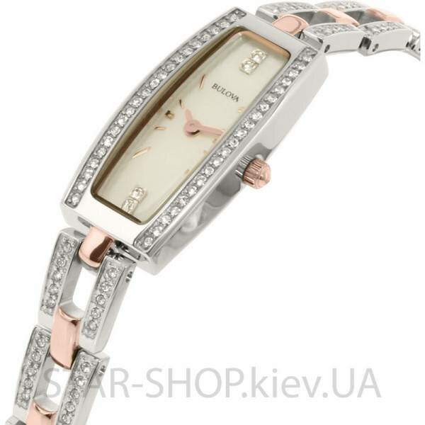 Bulova 98X110 Womens White Dial Analog Quartz Watch with Stainless Steel Strap